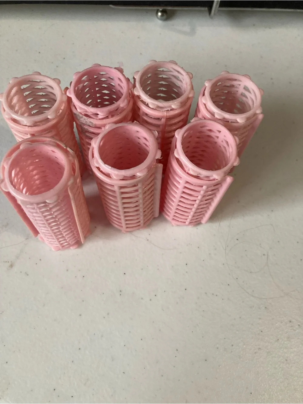 Vintage Pink Hair Rollers Plastic w/Clips - Pack of 6 Women’s Styling Rollers